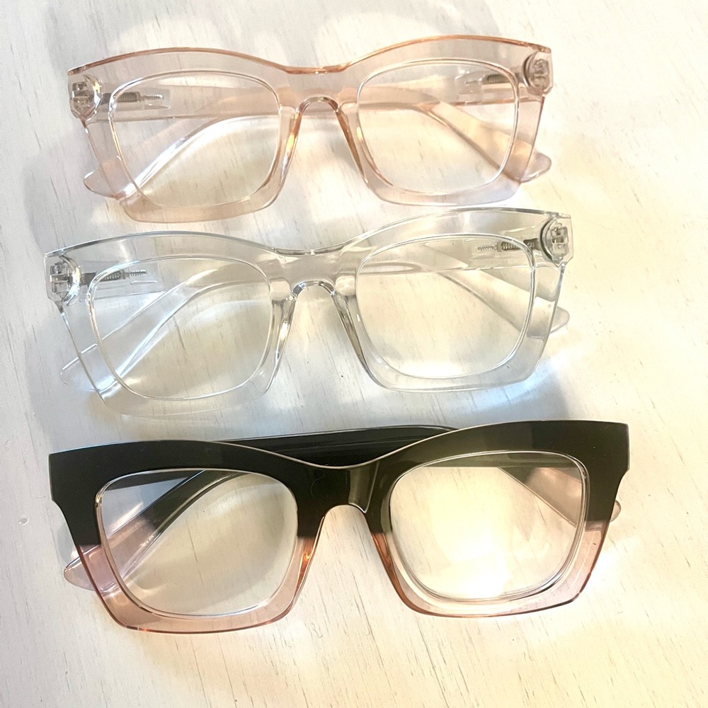 Set of 3 Stylish Oversized Readers with Blue Light Block 1.75x